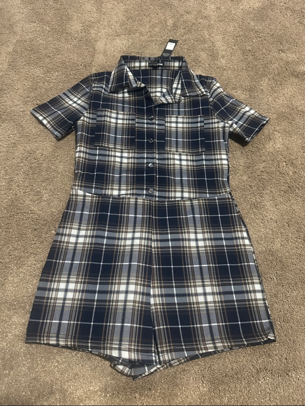 Plaid Short-Sleeve Romper